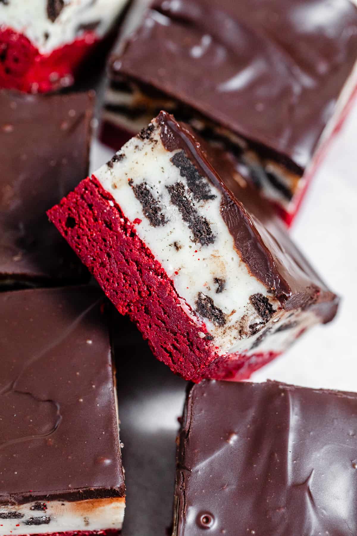 close up overhead shot of brownies