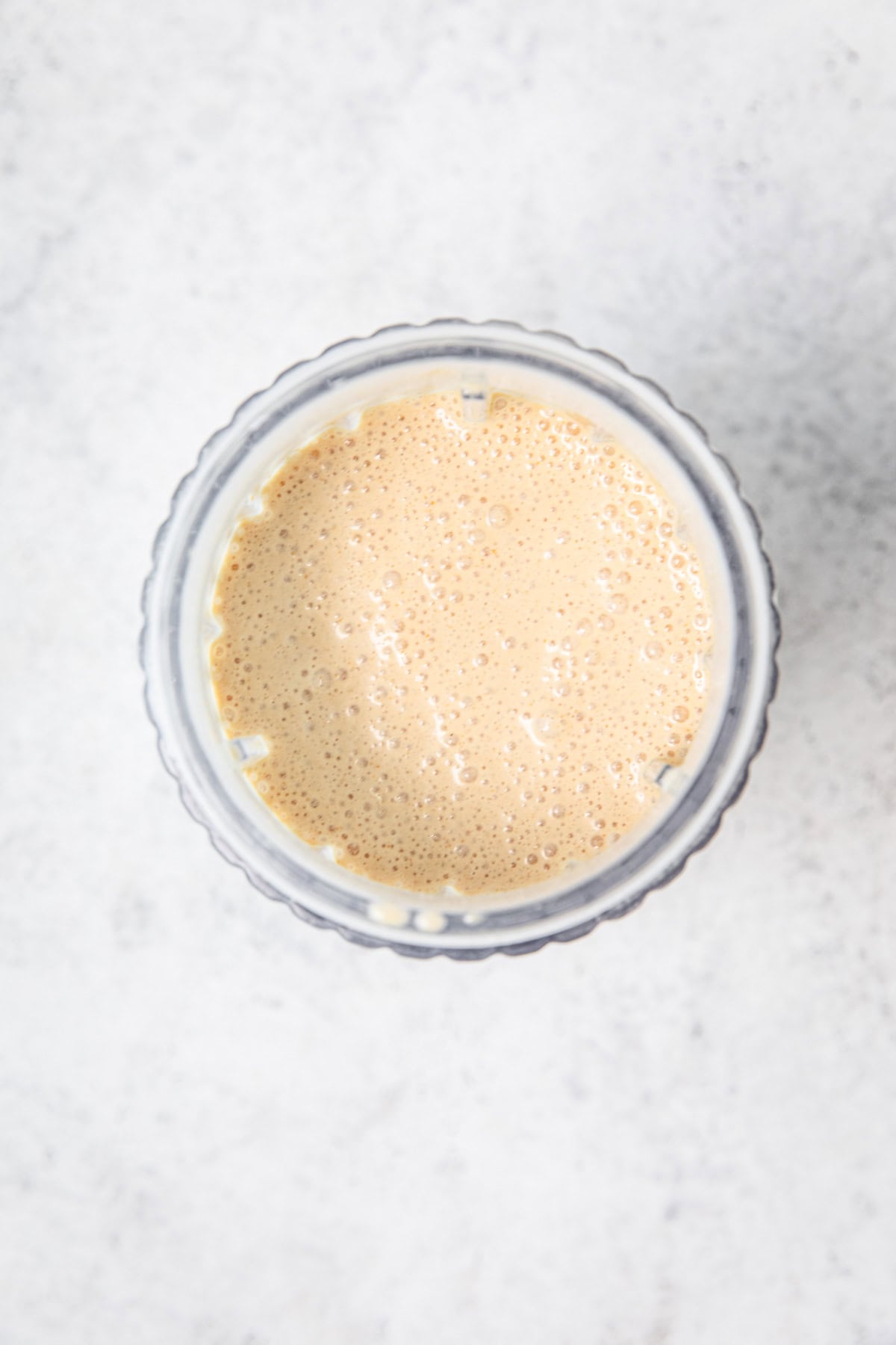 top view of milkshake in blender